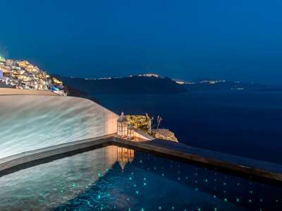 Andronis Luxury Suites Exceptional Suite infinity pool at night