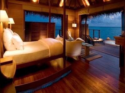 Conrad Maldives Deluxe Water Villa bedroom