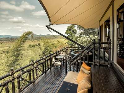 Four Seasons Tented Camp, Golden Triangle, tent balcony