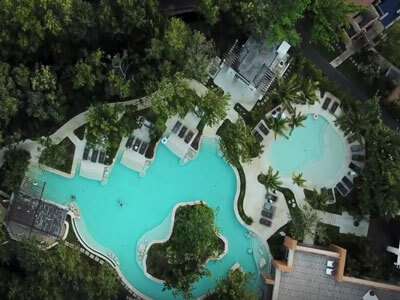 Mayakoba aerial view of pool area