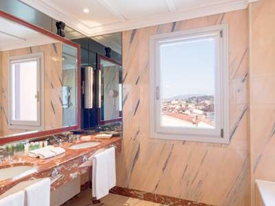 The Westin Excelsior Florence bathroom window overlooking Florence